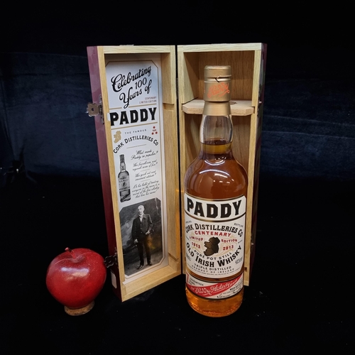 158 - A sealed limited edition 700ml bottle of Paddy Irish Whiskey in the Centenary edition. Celebrating 1... 