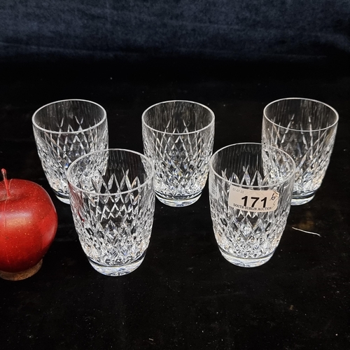 171 - A set of five vintage Waterford Crystal tumbler glasses in the Boyne pattern. In good condition with... 