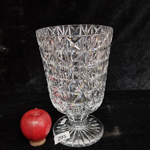 205 - Star Lot : A large heavy Waterford Crystal pedestal vase. In very good condition and with acid mark ... 