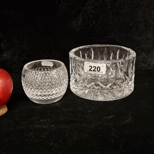 220 - Two Waterford Crystal pieces including a serving bowl in the Lismore pattern along with a neatly siz... 