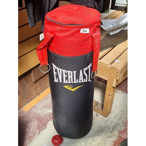 294 - A three foot Everlast boxing punching bag complete with hanging straps. clean example.