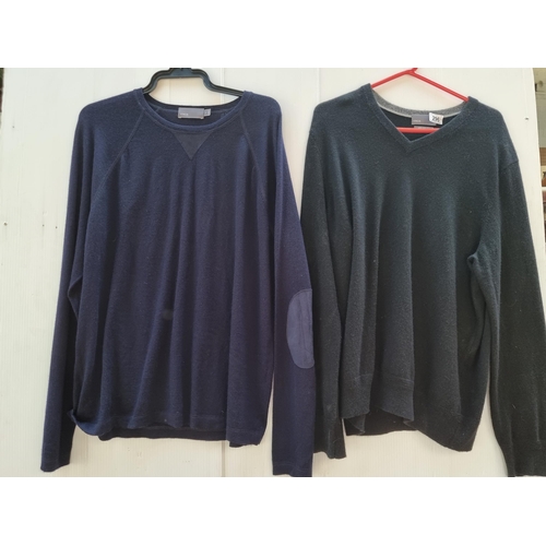 296 - Two stylish men's jumpers by Vince including a 100% cashmere example in a grey black tone, the other... 