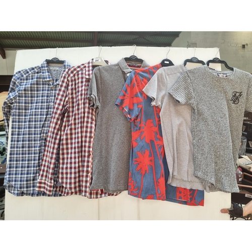 297 - Six items of men's clothing including two Ted Baker shirts in a checked gingham type pattern size me... 