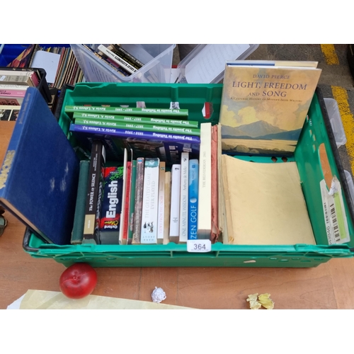 364 - A box containing 22 books of mostly Irish interest including two vintage copies of 'The Belvederian'... 