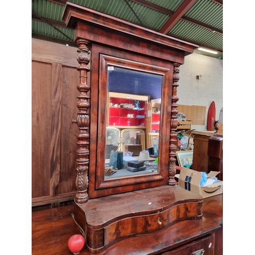 397 - Star lot - A very impressive and very large antique swivel dressing mirror, flanked by ornate turned... 