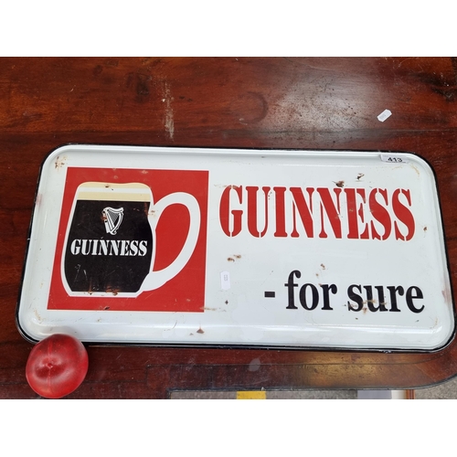 413 - A metal rectangular wall sign for Guinness reading 