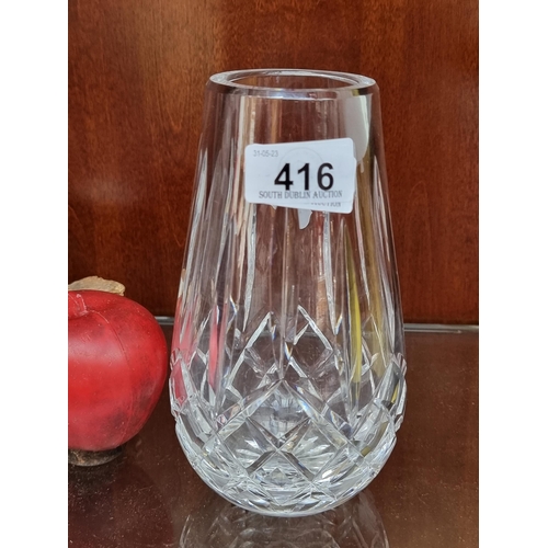 416 - A wonderful Waterford Crystal vase in the 'Lismore' pattern. Great tapered form to this piece. With ... 