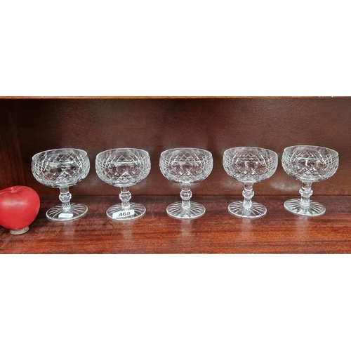 468 - Five stemmed wine glasses by Waterford Crystal in the Lismore pattern. All in good condition and wit... 