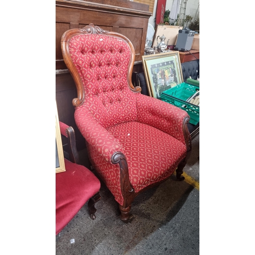 479 - Star lot : A wonderful antique mahogany gentleman's fireside armchair boasting a lovely cushioned sp... 