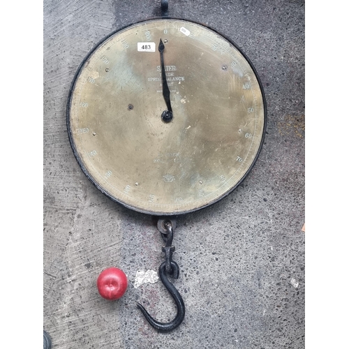 483 - A crazy heavy fantastic Salter 20T spring balance weighing scale. To weigh 200Lbs. A wonderful looki... 