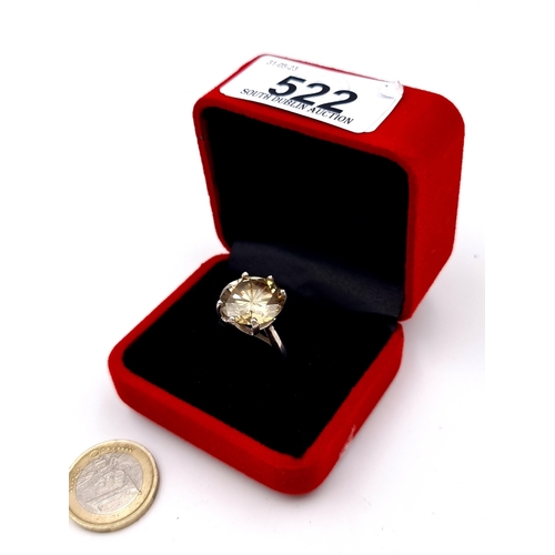 522 - A mesmerising 5 carat Yellow Moissanite stone ring, set in sterling silver and featuring a fabulous ... 