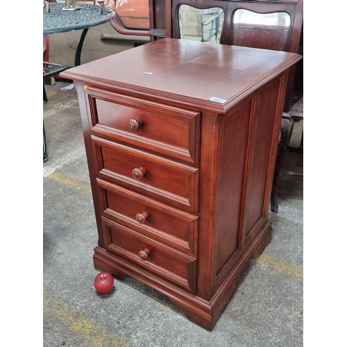 607 - A nice mahogany File cabinet  with two deep drawers to base disguised as four drawers and nice parqu... 