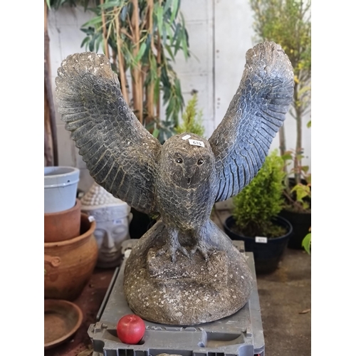 670 - Star Lot: A magnificent antique  large and very heavy stone garden figure of an owl about to take fl... 