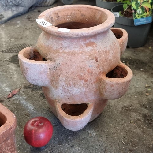 675 - A super vintage large Strawberry terracotta planter with six tiers. H28cm