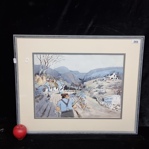 69 - Star lot : A lovely large original watercolour on paper painting titled 