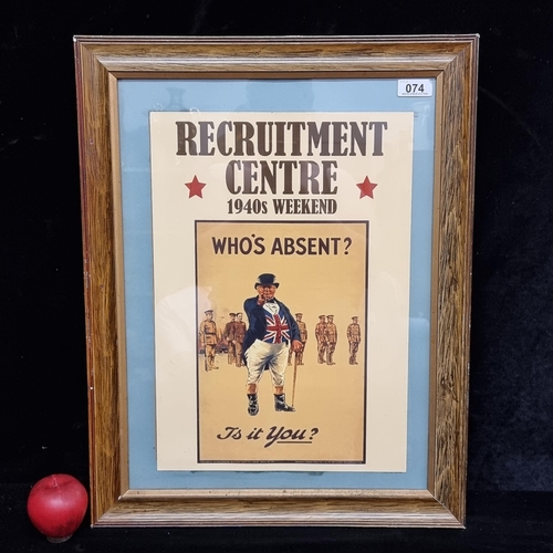 74 - A high quality framed print of a poster advertising British Army Recruitment.