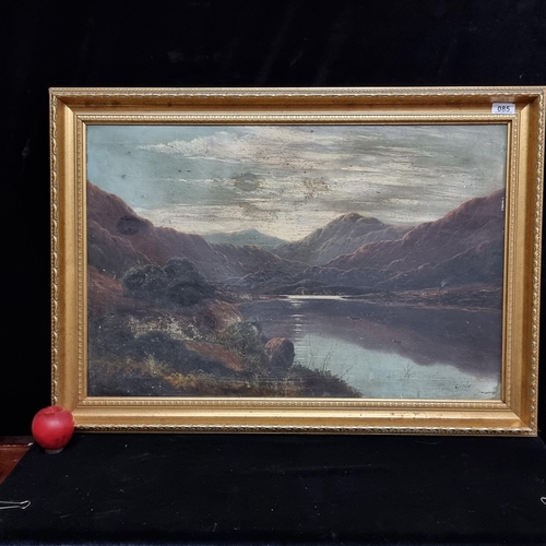 85 - Star Lot: A beautiful large antique original oil on canvas painting showing a landscape scene of a b... 