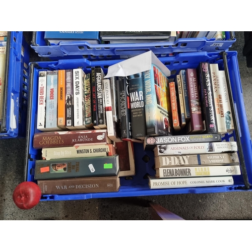 723 - A box filled with 41 books concerned with military history including 