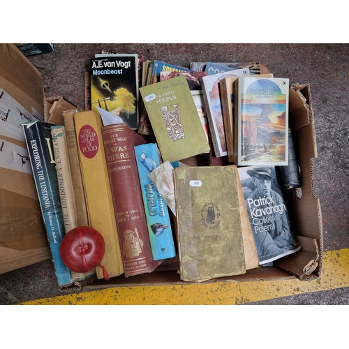 738 - A box filled with books of mixed genres including 