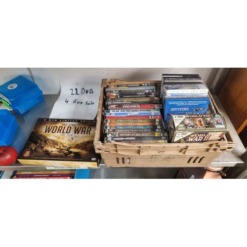 650 - A box containing 27 DVDs of military interest including box sets titled 'The First World War 1914-19... 