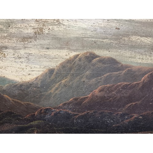 85 - Star Lot: A beautiful large antique original oil on canvas painting showing a landscape scene of a b... 