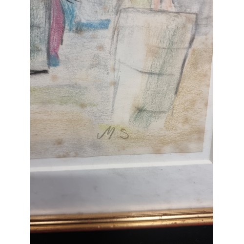 93 - Star Lot: An intriguing antique original pastel sketch titled 