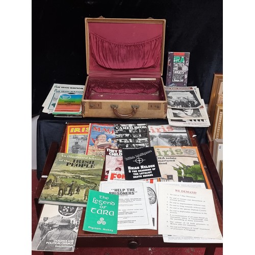 148 - A vintage suitcase containing a large quantity of vintage republican ephemra magazines. Including Ir... 