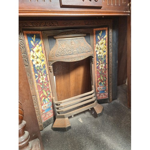 306 - Star Lot - A fabulous vintage fireplace surround. Featuring carved wooden mantle with rope edge bord... 