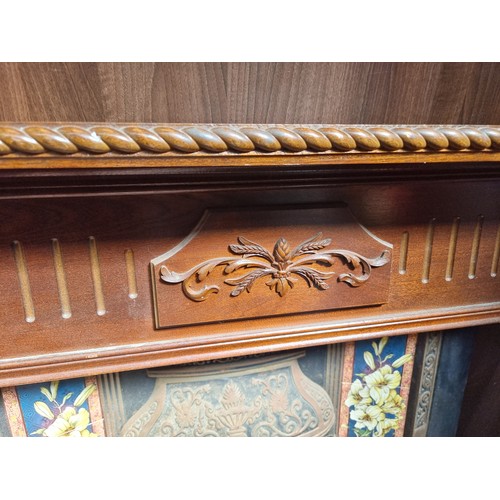 306 - Star Lot - A fabulous vintage fireplace surround. Featuring carved wooden mantle with rope edge bord... 