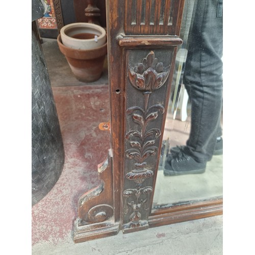 308 - Star Lot: The most magnificent antique  Circa 1880s very large over mantel mirror boasting beveled g... 