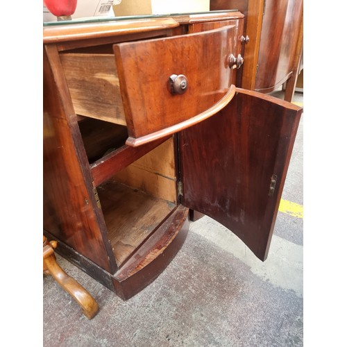 395 - Star lot : Two fabulous antique Jamaican mahogany bow fronted bedside locker with single cupboard to... 