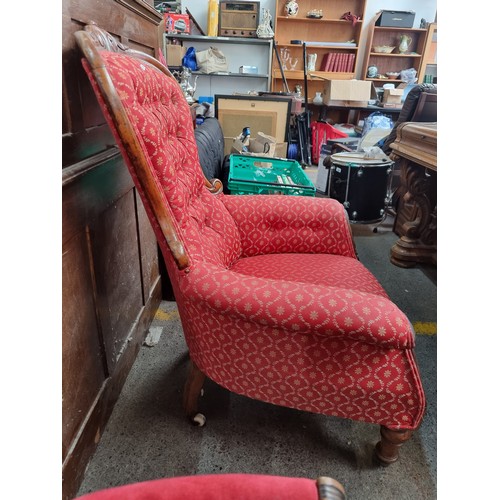 479 - Star lot : A wonderful antique mahogany gentleman's fireside armchair boasting a lovely cushioned sp... 