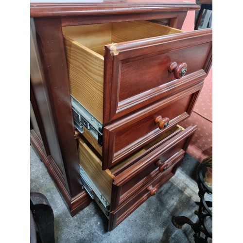 607 - A nice mahogany File cabinet  with two deep drawers to base disguised as four drawers and nice parqu... 