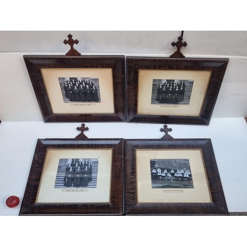 584 - Star Lot : 14 Fantastic antique ecclesiastic frames made of tiger mahogany for the 12 Stations of th... 