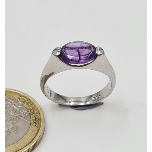 526 - An attractive amethyst stone set ring set in sterling silver. Ring size L. Weight: 3.05 grams. New f... 