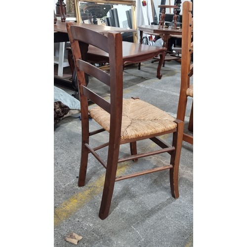 619 - Six charming ladderback dining chairs with woven sugan seats. These are in lovely condition and are ... 