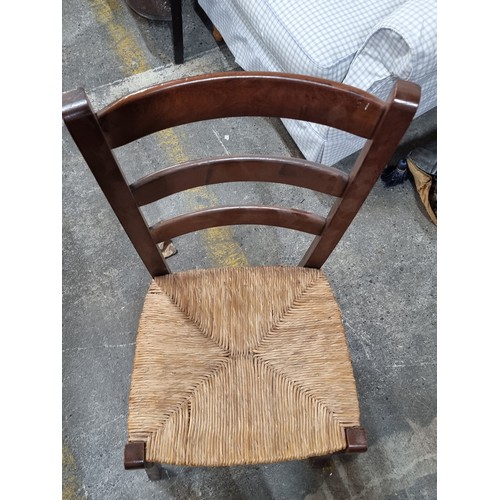 619 - Six charming ladderback dining chairs with woven sugan seats. These are in lovely condition and are ... 