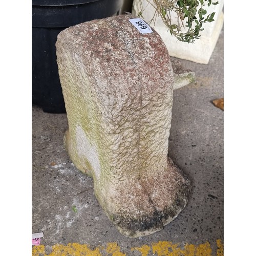 698 - Star Lot : A fabulous very heavy antique   stone garden water feature with a spout to top and a hole... 