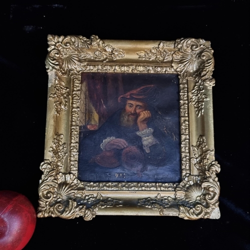 144 - Star Lot: A striking antique original oil painting originating from the Dutch school and dating to t... 