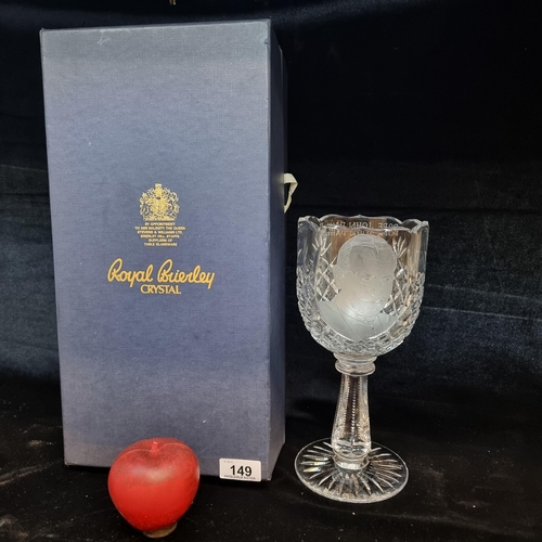 149 - A beautiful large limited edition Brierley Crystal goblet commemorating Pope John Paul II and hand e... 