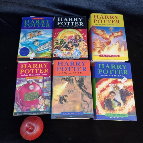 182 - A selection of six first edition Harry Potter books including five hardback examples with dustjacket... 