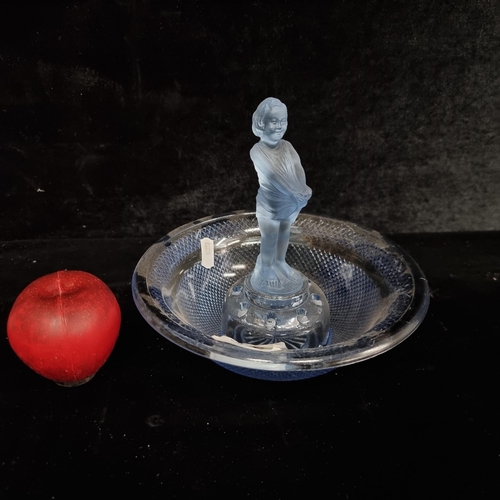 197 - An Art Deco beautiful centre-piece bowl with a figural young girl. Designed in a lovely shade of blu... 