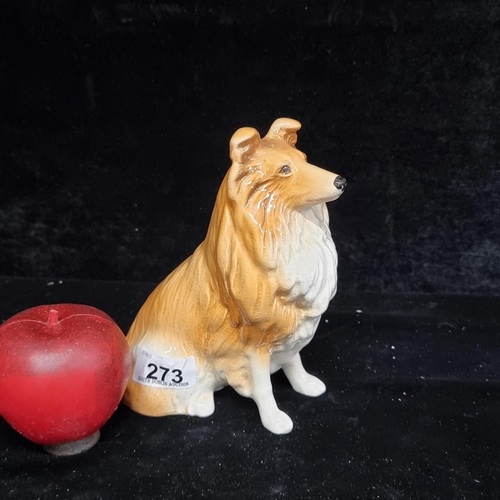 273 - A characterful Sylvac ceramic figure depicting a Rough Collie dog. With mark to base. With internet ... 