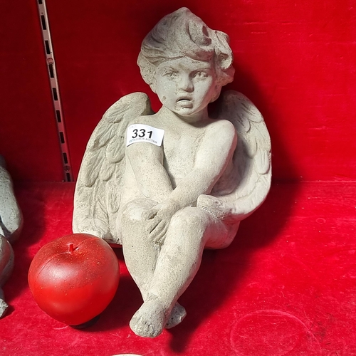 331 - A fabulous antique very heavy reconstituted stone sculpture in the form of an angel. A finely detail... 