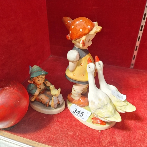 345 - Two adorable ceramic figures including a Beswick example depicting a girl with her goose companions ... 