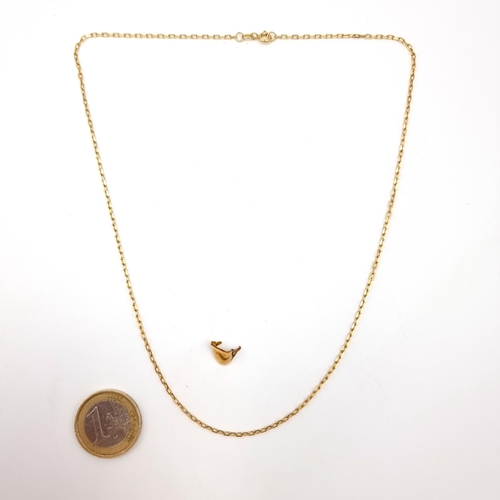 505 - A lovely 9 carat gold high quality chain, stamped 475. Length: 46cm. Together with a gold clip (unma... 