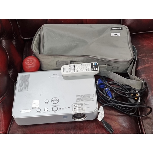 593 - A Panasonic LCD projector, model no: PT-LB51NTEA, in branded carry case. Also included is an Epson p... 