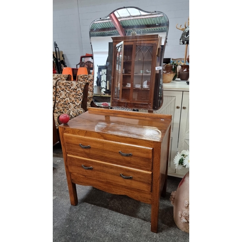 617 - A delightful vintage vanity dresser with two full length drawers to front fitted with attractive met... 