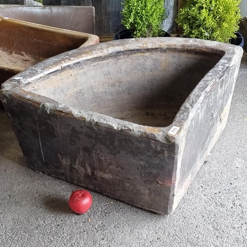 715 - A phenomenal antique salt glazed corner trough, circa 1890. An incredibly heavy piece with beautiful... 