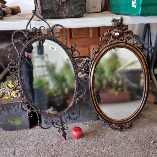 720 - Two stylish oval mirrors. Including one beautiful Italian made example, set into a wonderfully ornat... 